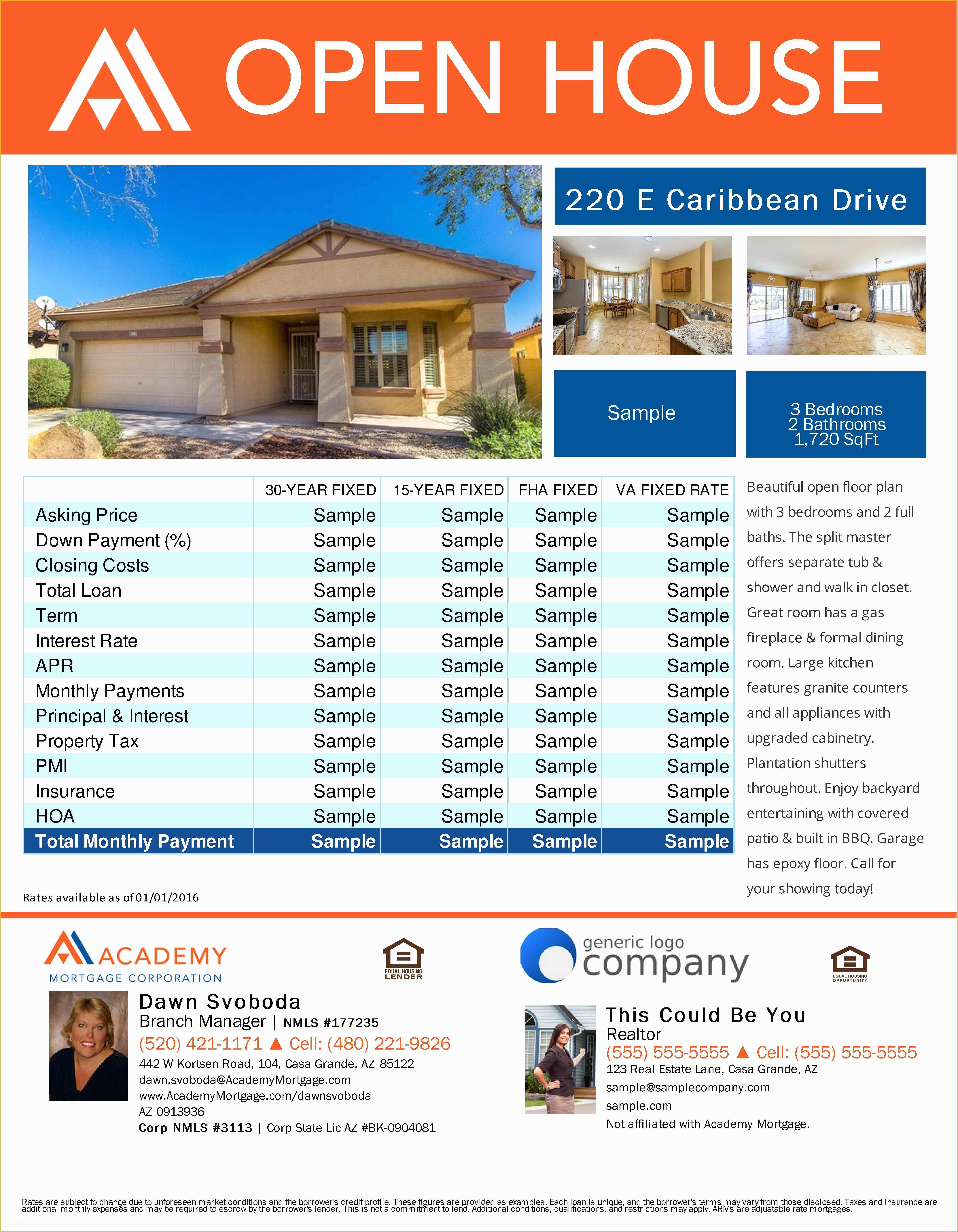 Open House Flyers Template Free Of Co Branded Property Flyer Open House Just Listed Just