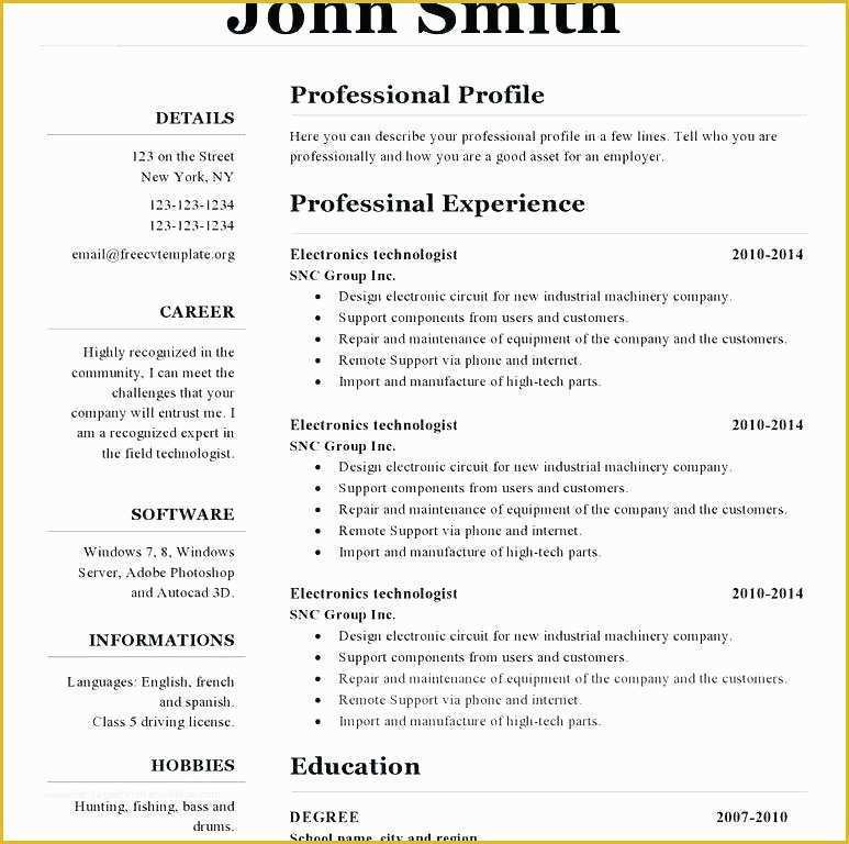 Open Office Resume Templates Free Of Open Fice Resume Template Free