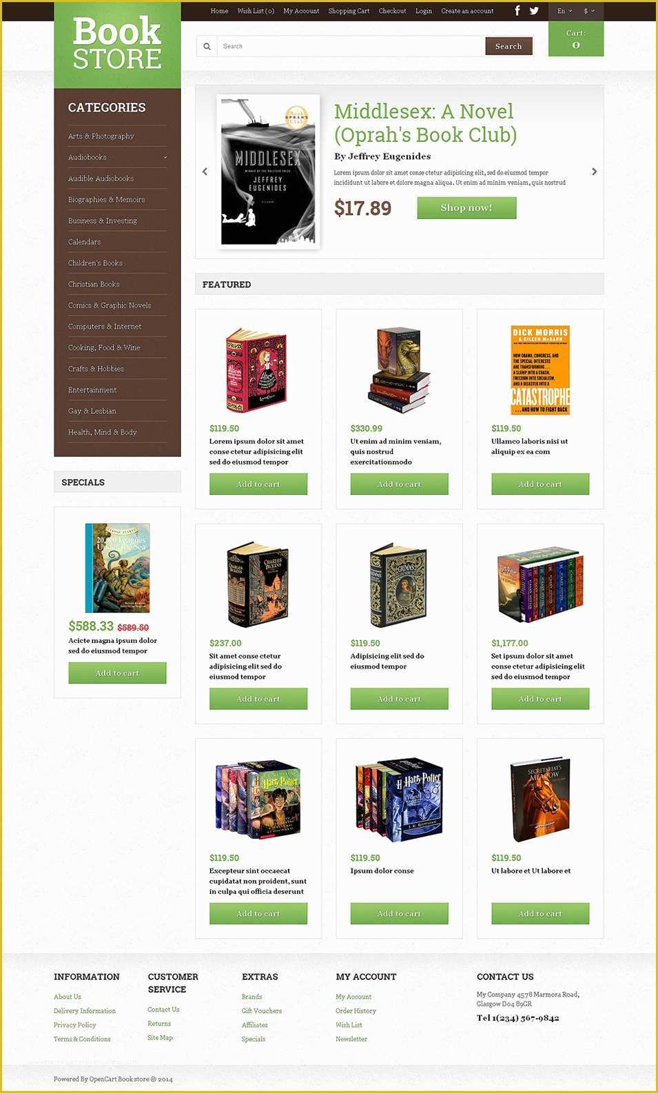 Opencart Templates Free Of Bookstore Open Cart Website Templates & themes