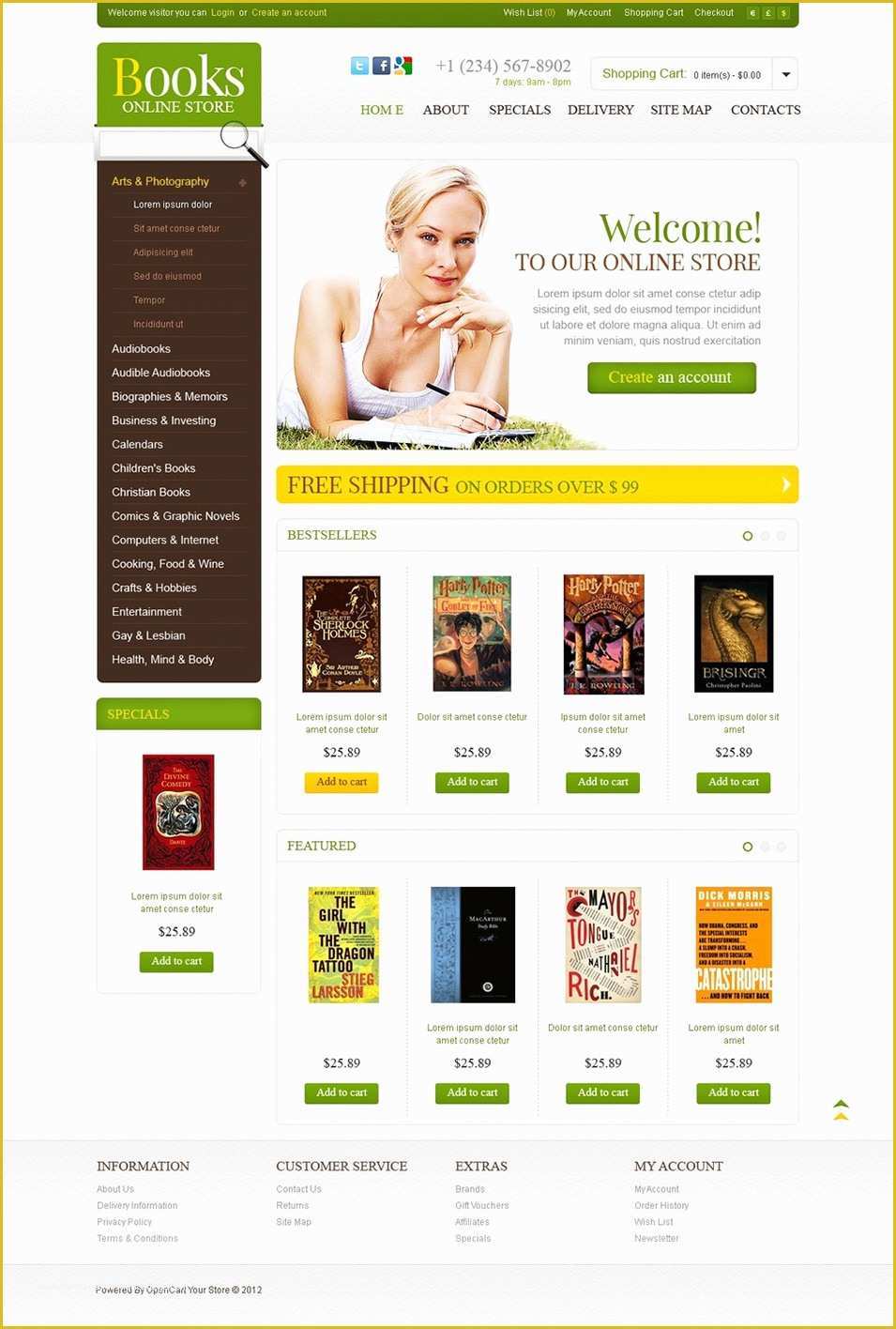 Opencart Templates Free Of Bookstore Open Cart Website Templates & themes
