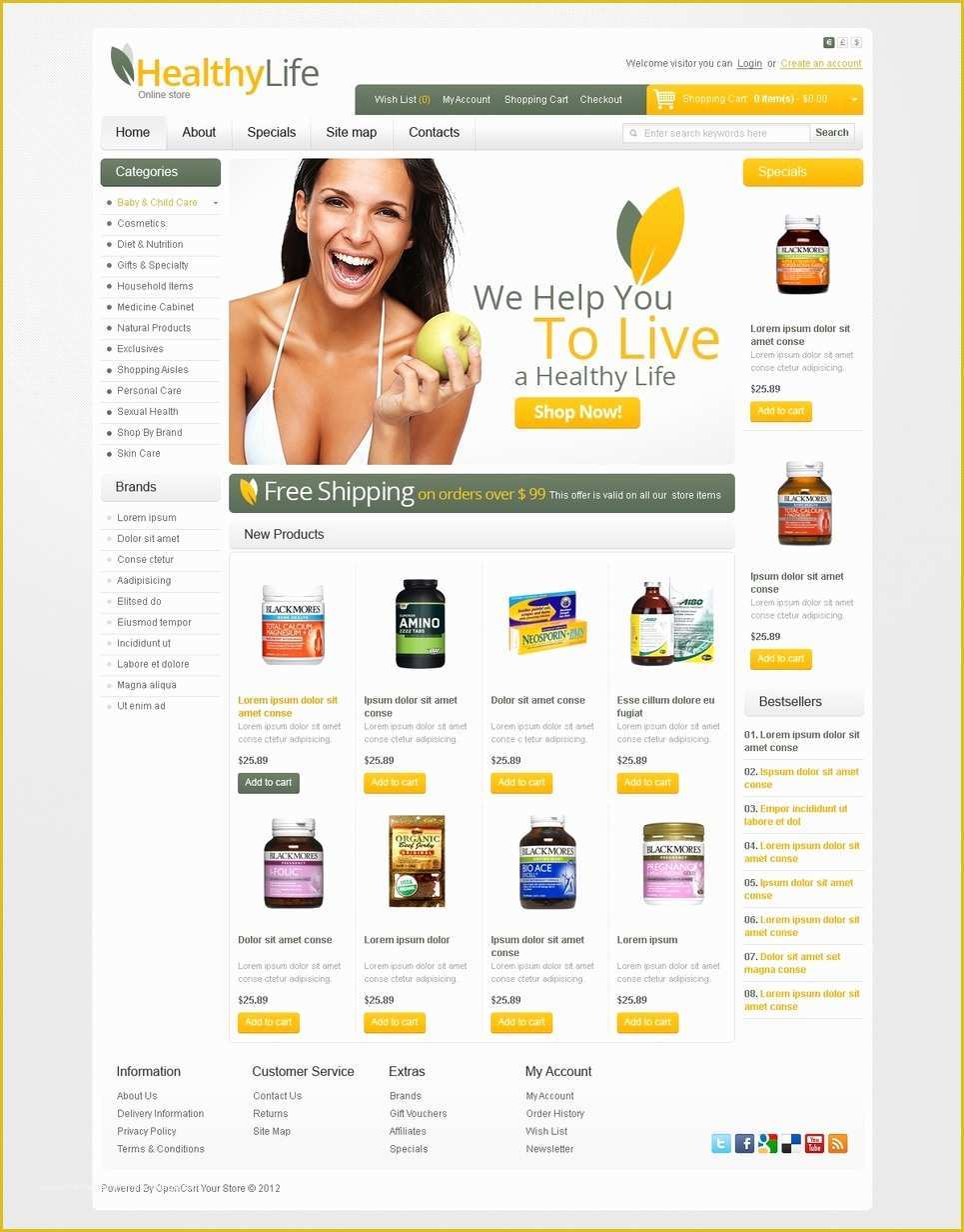 Opencart Templates Free Of Drug Store Opencart Template
