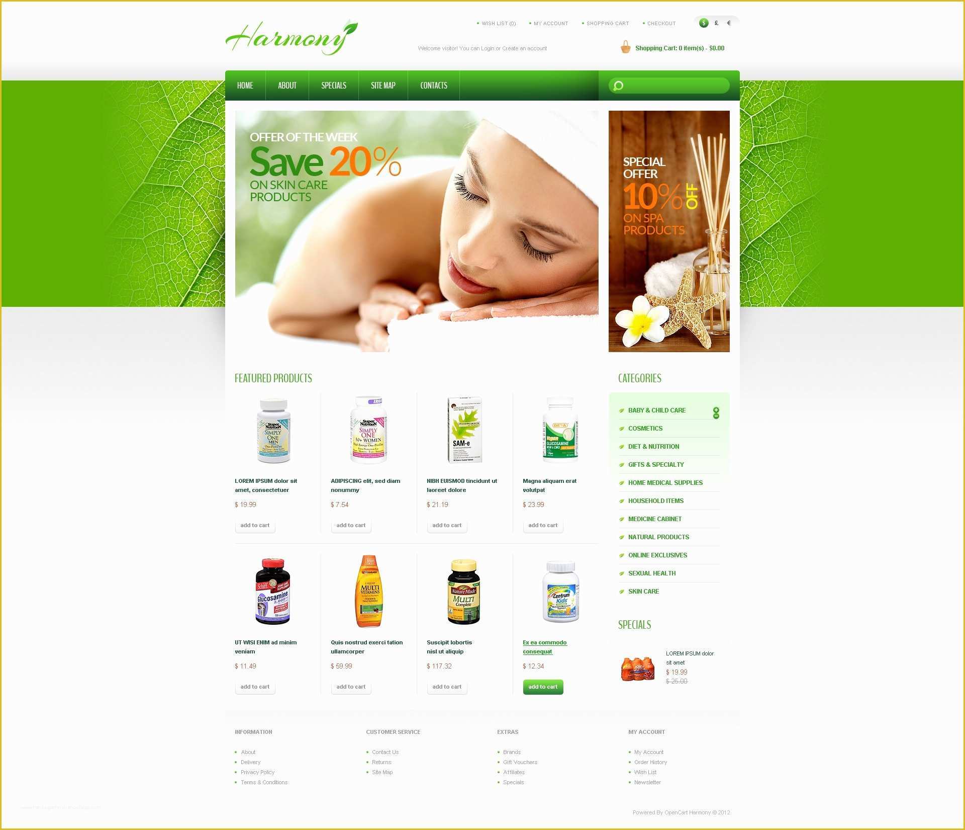 Opencart Templates Free Of Products for Health Opencart Template