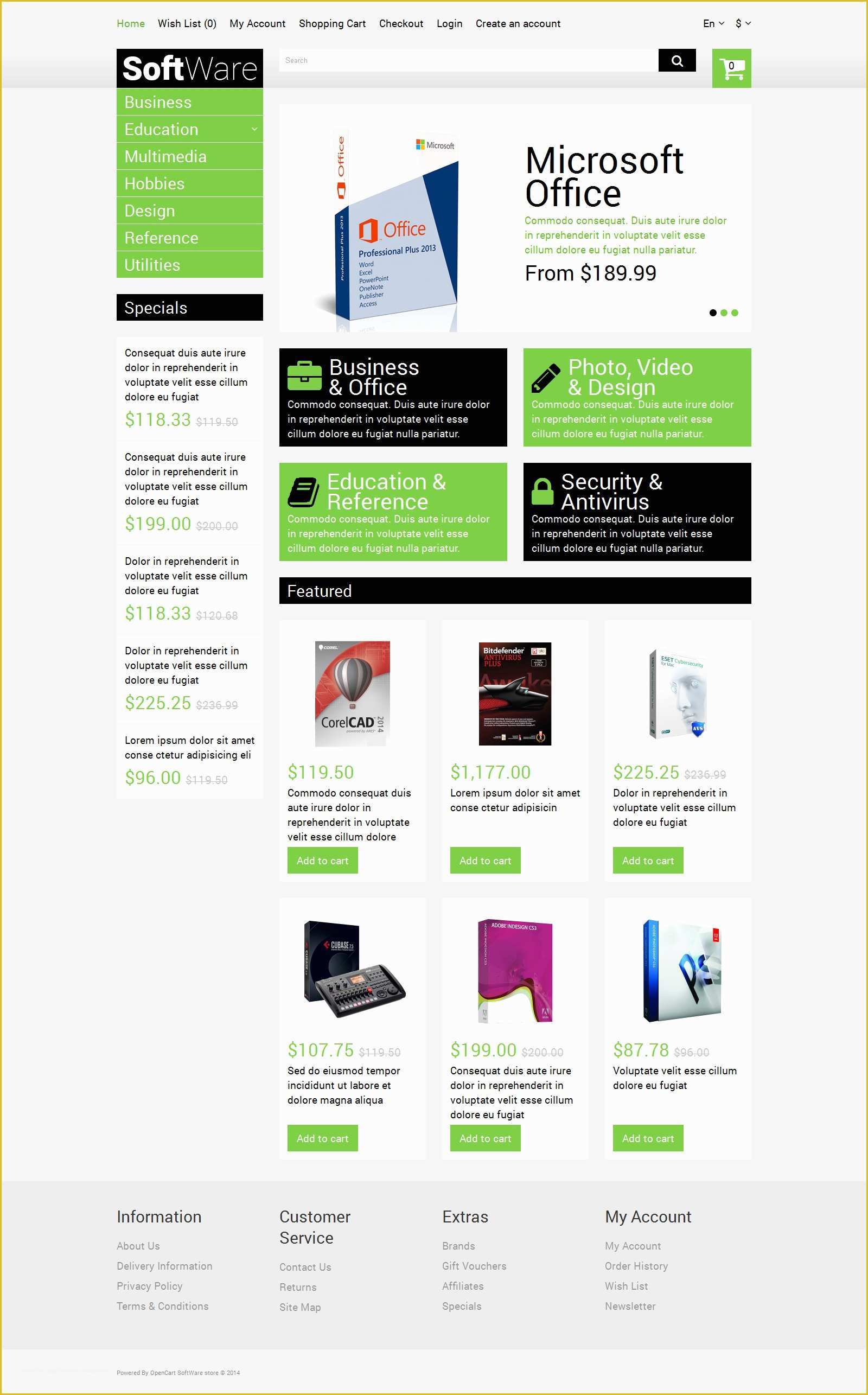 Opencart Templates Free Of software Store Opencart Template