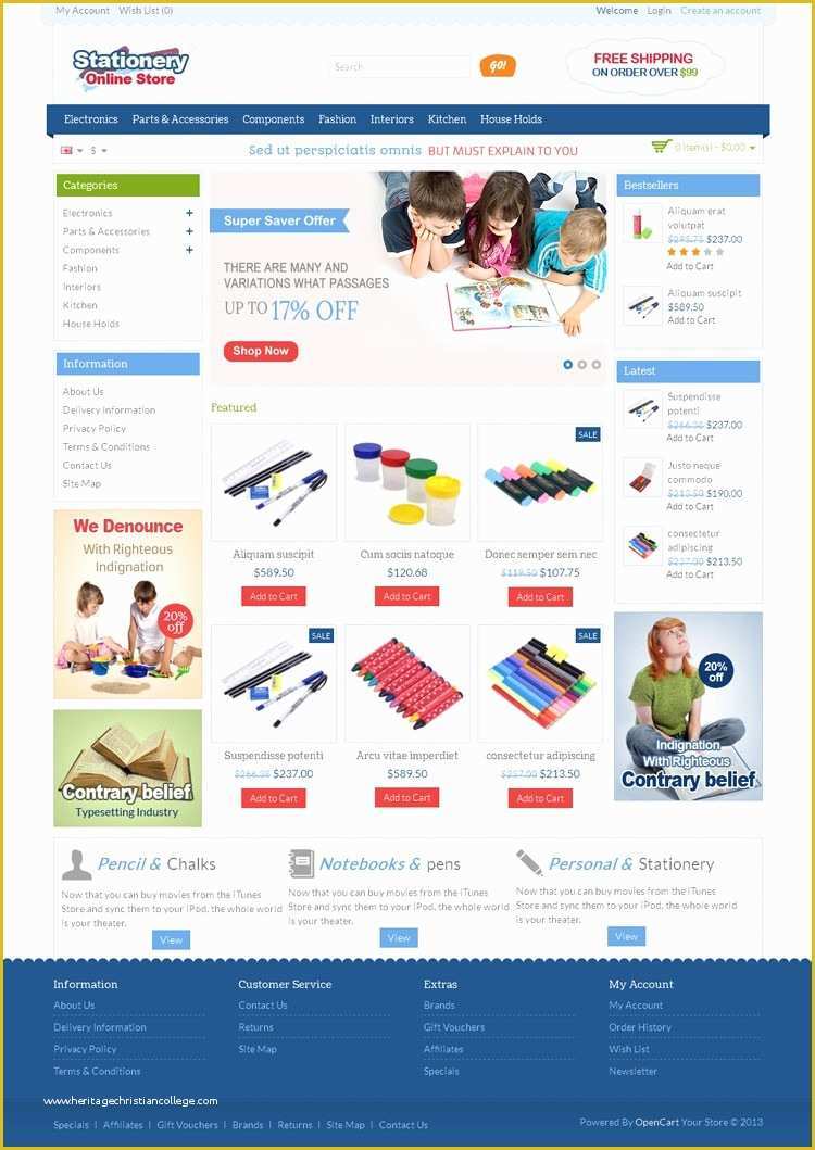 Opencart Templates Free Of Stationery Opencart Template