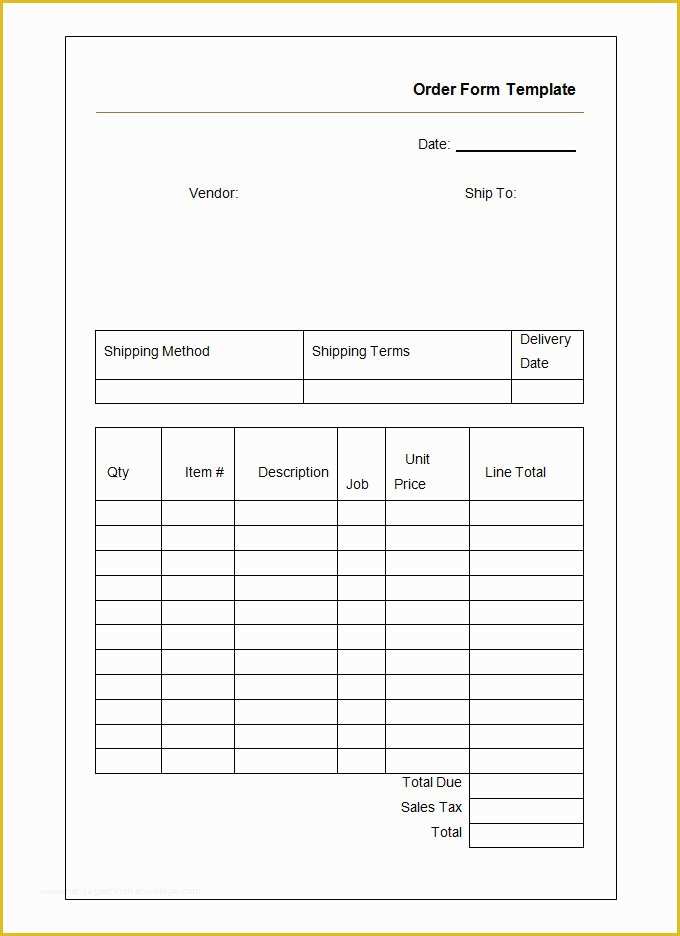 Order form Template Free Download Of 41 Blank order form Templates Pdf Doc Excel