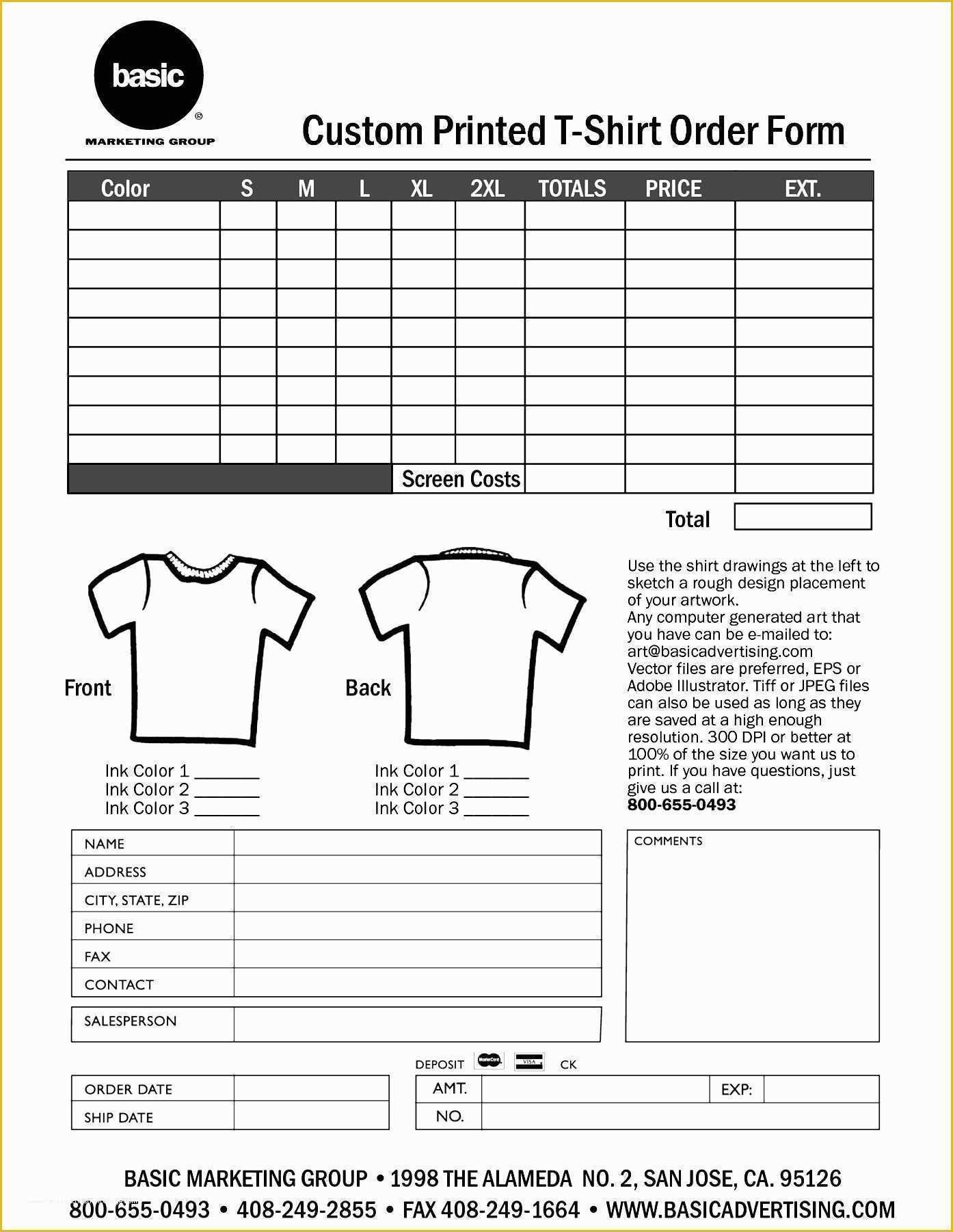 Order form Template Free Download Of Free T Shirt order form Template Download