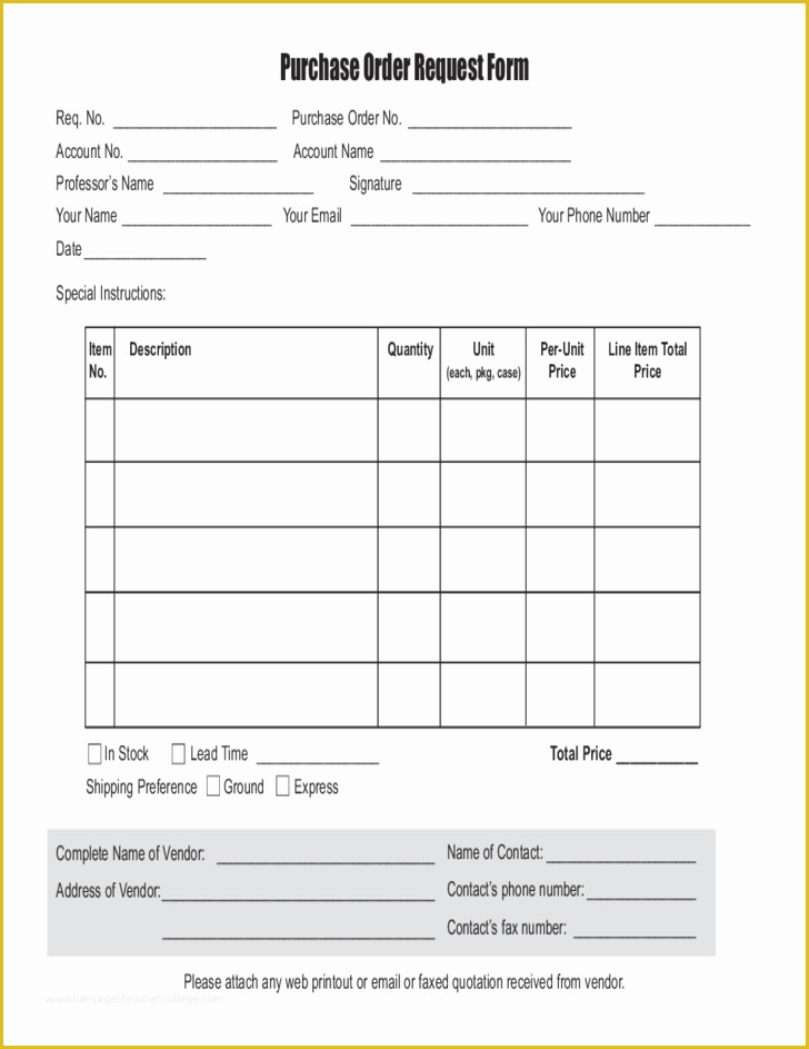 Order form Template Free Download Of Purchase order Request form Free Download
