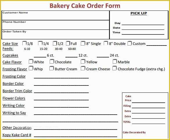 Order form Template Free Download Of Sample Cake order form Template 16 Free Documents