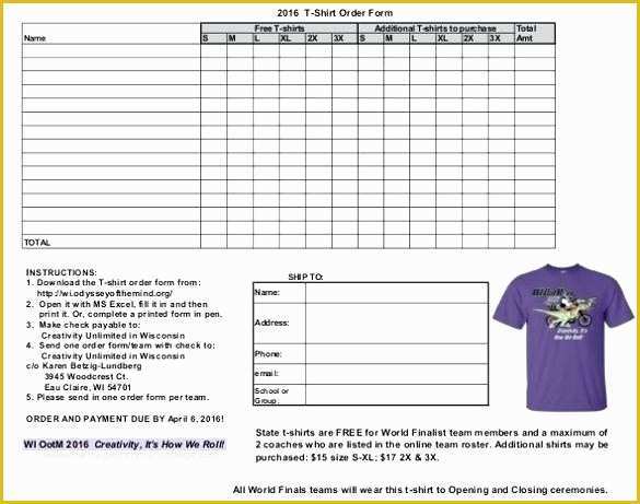 Order form Template Free Download Of Shirt order form Template