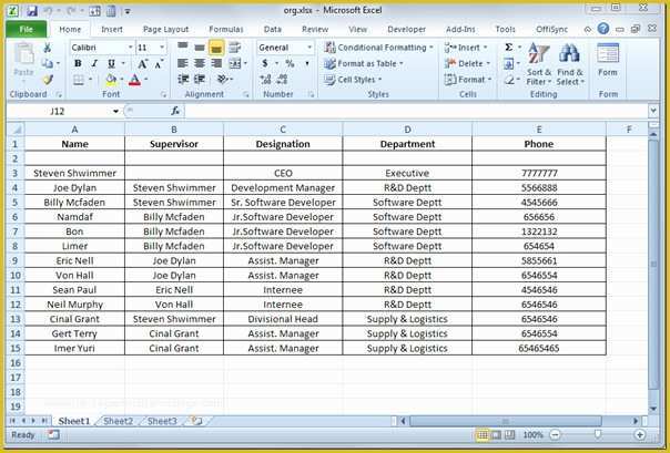 Org Chart Free Templates Excel Of Create organization Chart In Visio 2010 From Excel Spreadsheet