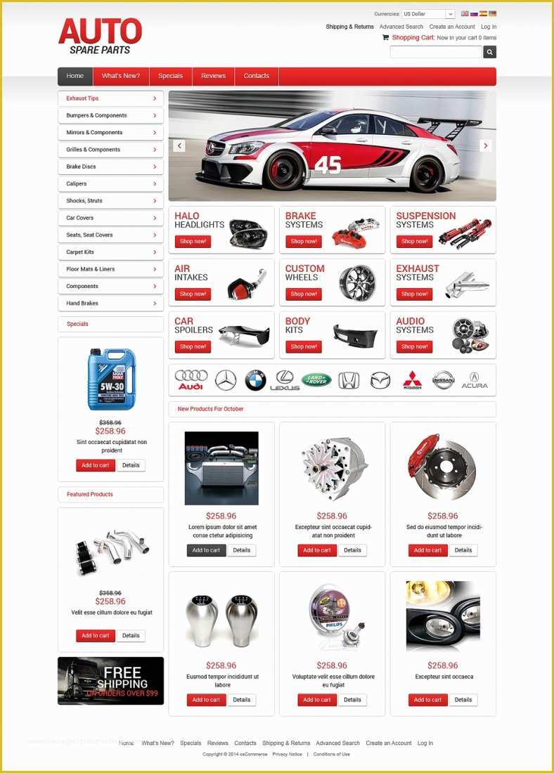 Oscommerce Templates Free Of Auto Parts Os Merce Templates & themes