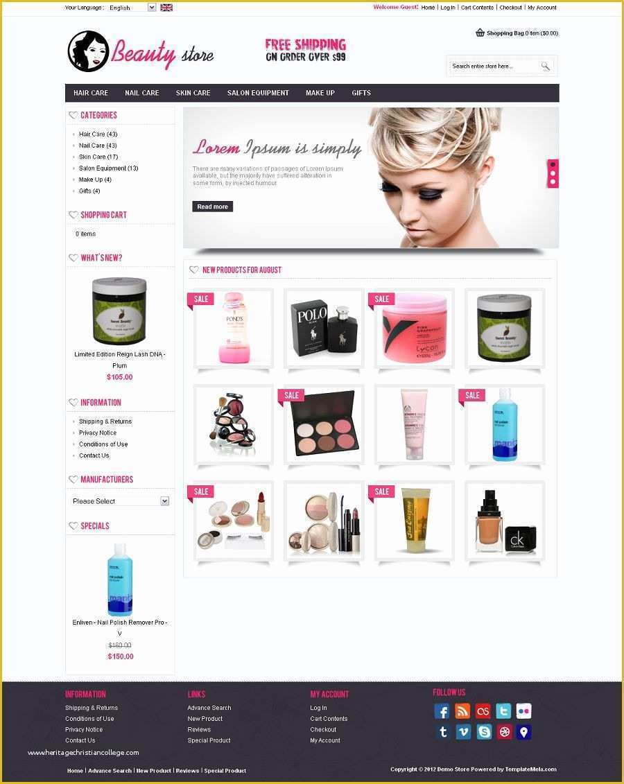 Oscommerce Templates Free Of Osc Premium Os Merce Beauty Store Template