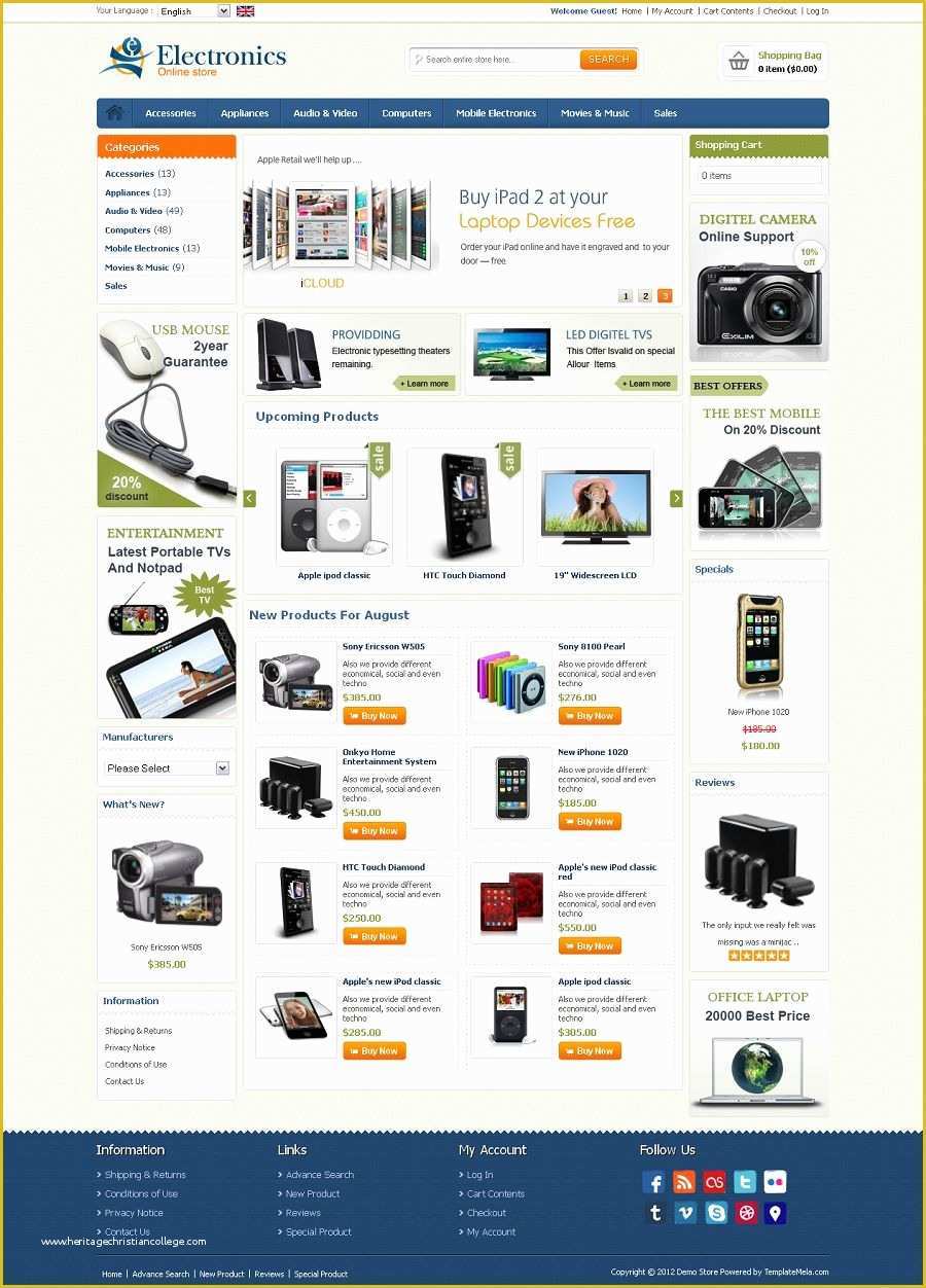 Oscommerce Templates Free Of Osc Premium Os Merce Electronics Store Template