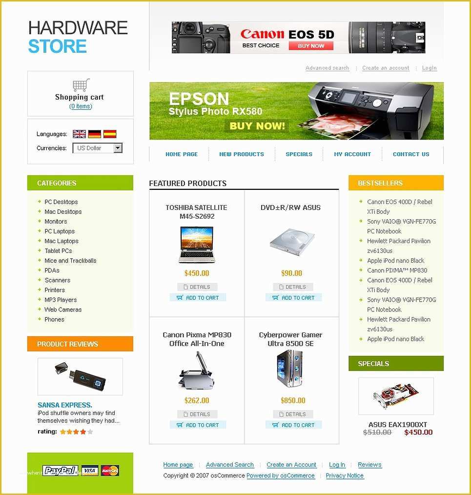 Oscommerce Templates Free Of Puter Store Os Merce Template