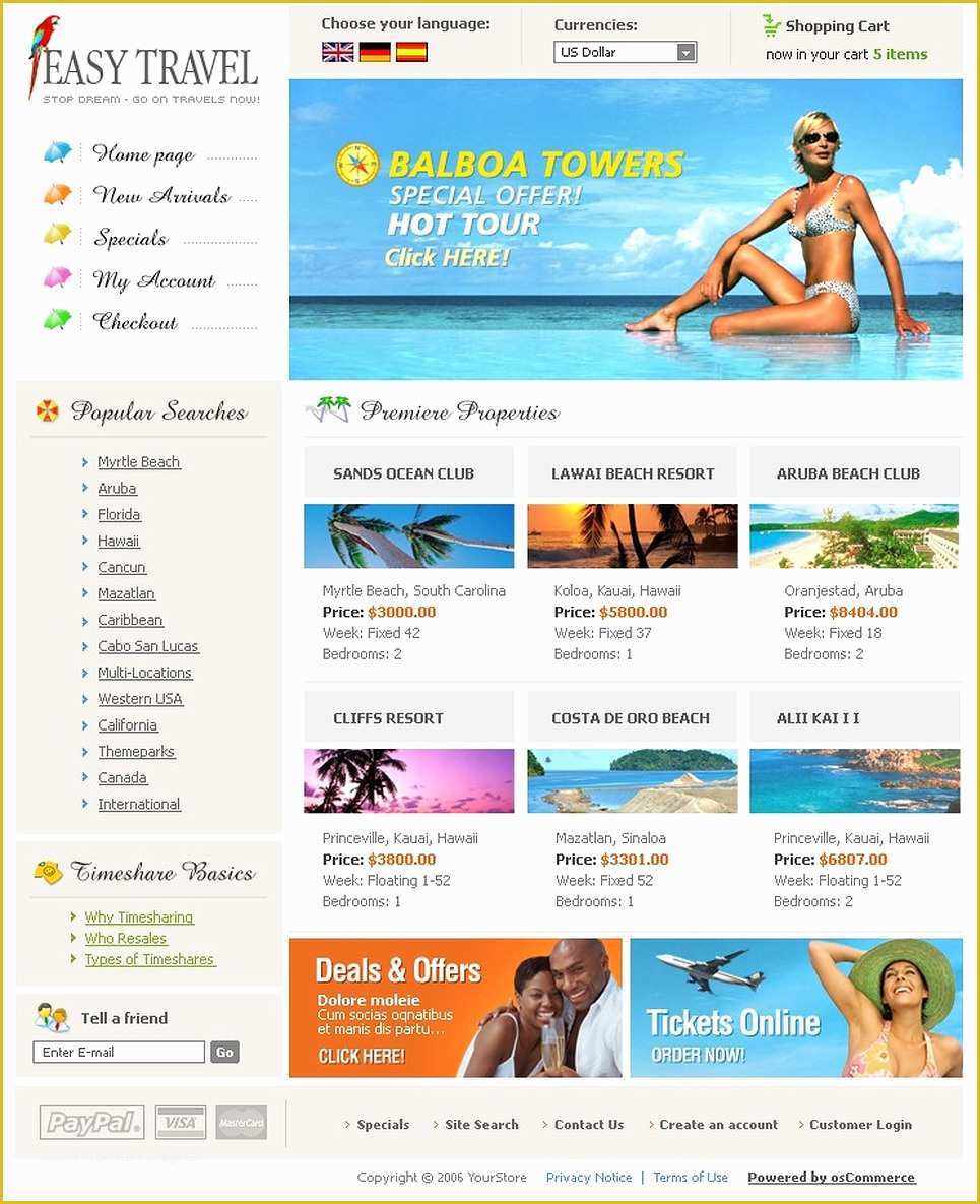 Oscommerce Templates Free Of Travel Agency Os Merce Template