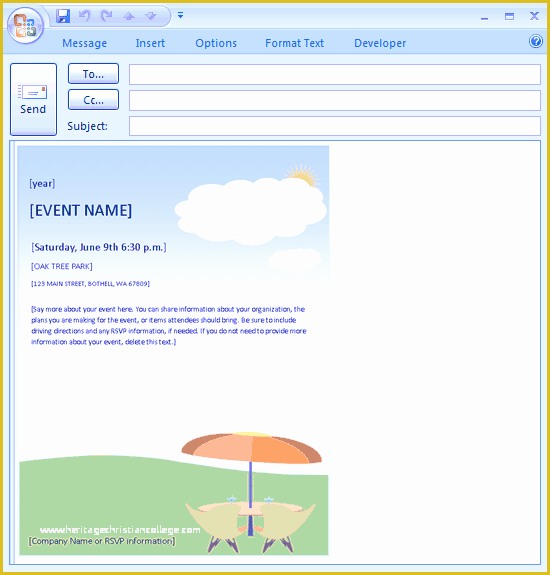 Outlook Email Invitation Templates Free Of Download Free Printable Invitations Of E Mail Message
