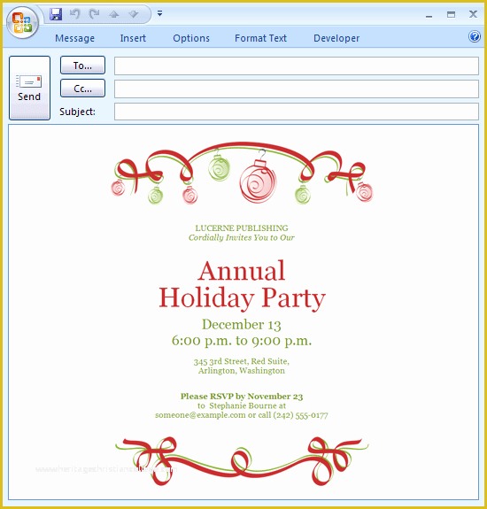 Outlook Email Invitation Templates Free Of Email Holiday Party Invitations Ideas Noel
