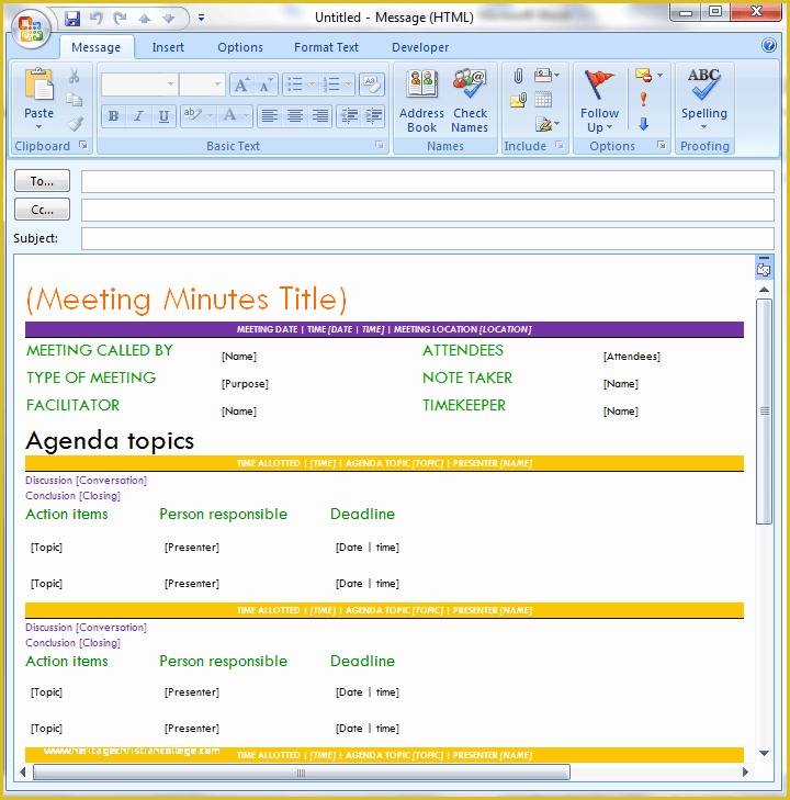Outlook form Templates Download Free Of Pro Meeting Minutes Template for Email Dotxes