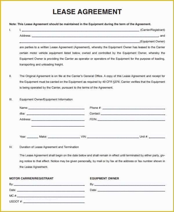 Owner Operator Lease Agreement Template Free Of 15 Owner Operator Lease Agreements Word Pdf