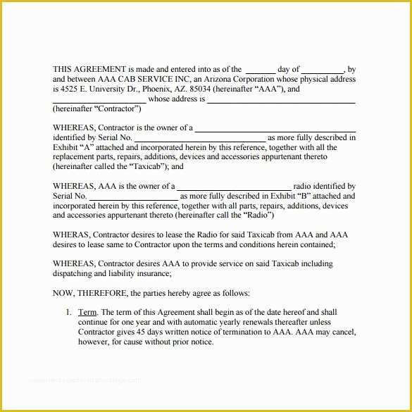 Owner Operator Lease Agreement Template Free Of 7 Owner Operator Lease Agreement Templates – Samples