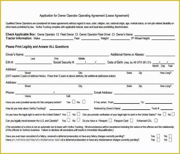 Owner Operator Lease Agreement Template Free Of 7 Owner Operator Lease Agreement Templates – Samples