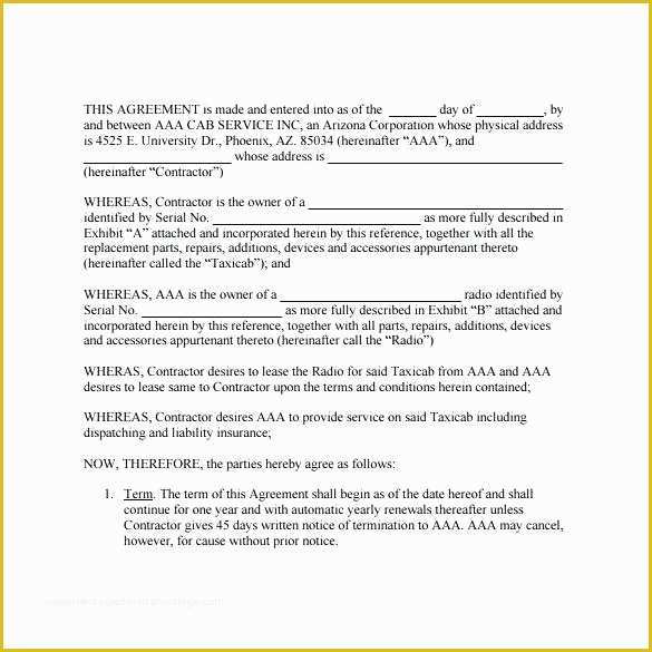 Owner Operator Lease Agreement Template Free Of Operating Lease Agreement Template