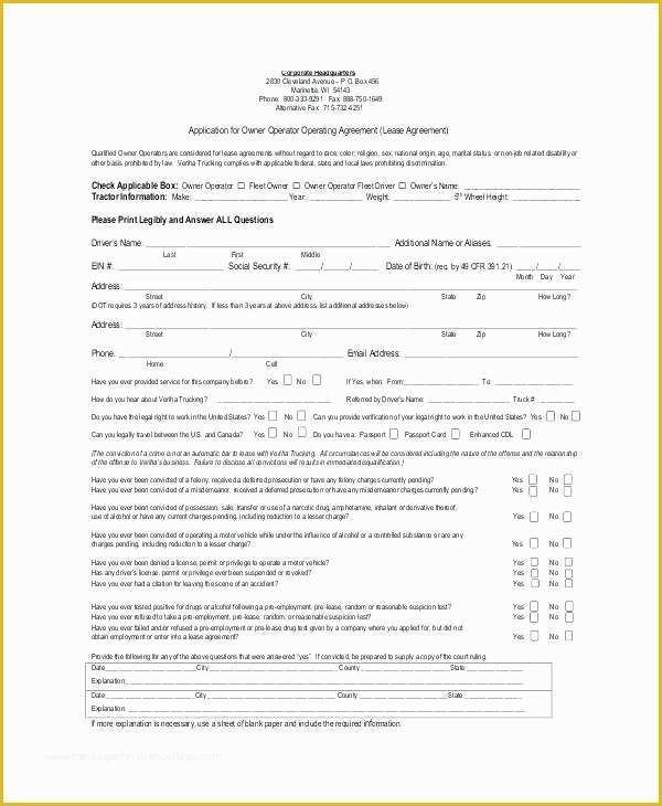 Owner Operator Lease Agreement Template Free Of Operating Lease Template Month to Month Lease Template