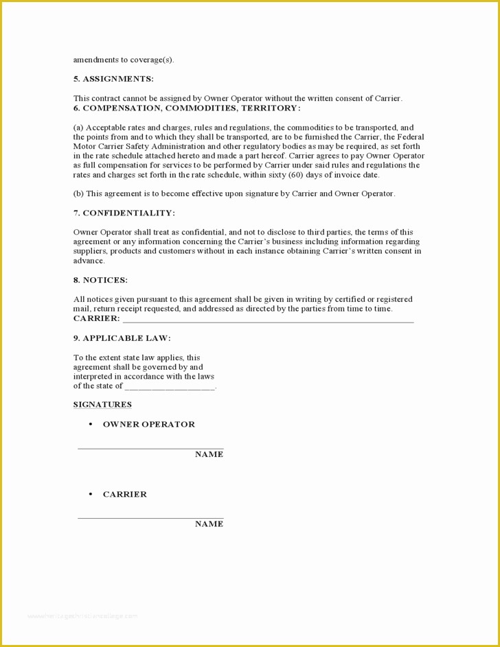 Owner Operator Lease Agreement Template Free Of Owner Operator Lease Agreement Sample form Free Download
