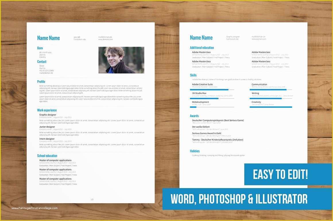Pages Cv Template Free Of 2 Page Cv Template Easy to Edit Resume Templates