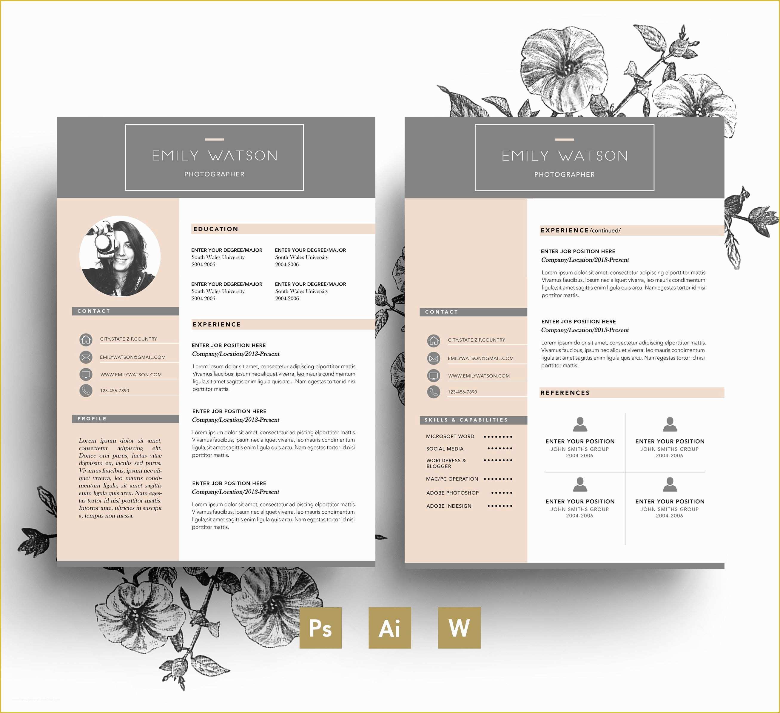 Pages Cv Template Free Of Professional Cv Template Business Card 2 Page Cover