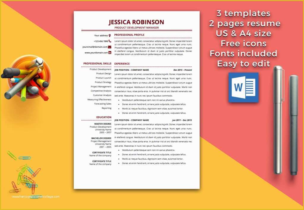 Pages Cv Template Free Of Resume Template 1 &amp; 2 Pages Cv Template