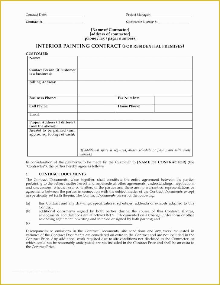 Painting Contract Template Free Download Of Contract Painting Contract Template