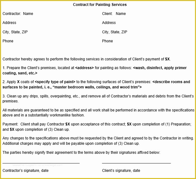 Painting Contract Template Free Download Of Painting Agreement forms Loan forms Free Art Loan