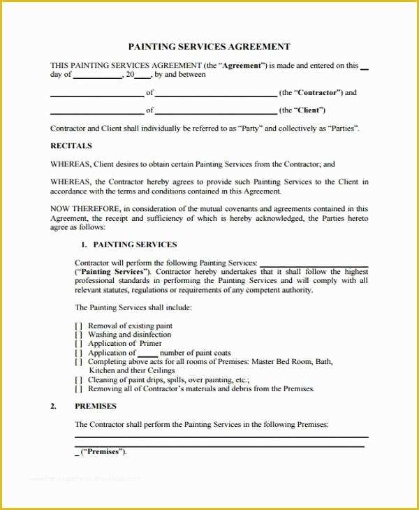 Painting Contract Template Free Download Of Sample Service Contract Agreement forms 6 Free