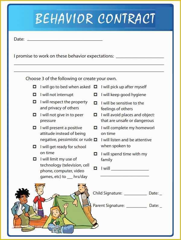 Parent Child Contract Templates Free Download Of Bbefeedeebf Behavior Contract Behavior Management Parent