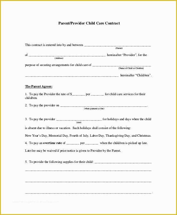 Parent Child Contract Templates Free Download Of Download Two Day Care Parents Letter Termination Sample