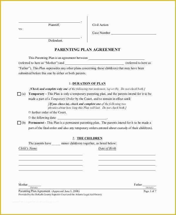 Parent Child Contract Templates Free Download Of Parenting Agreement Templates 8 Free Pdf Documents