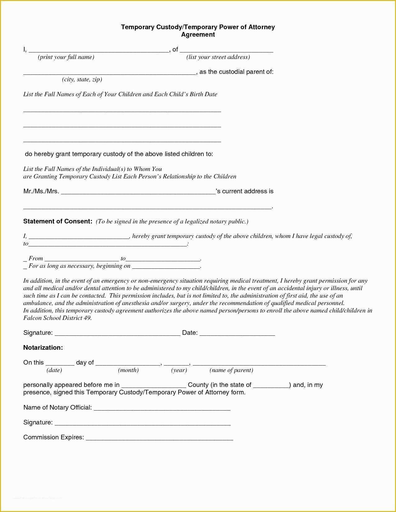 Parent Child Contract Templates Free Download Of Temporary Custody Letter Template Examples