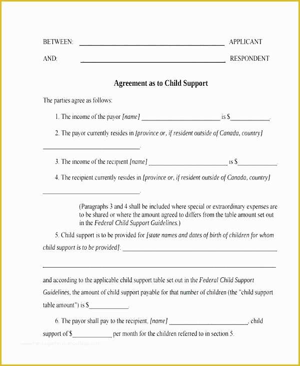 Parent Child Contract Templates Free Download Of Voluntary Child Support Agreement Letter Between Parents