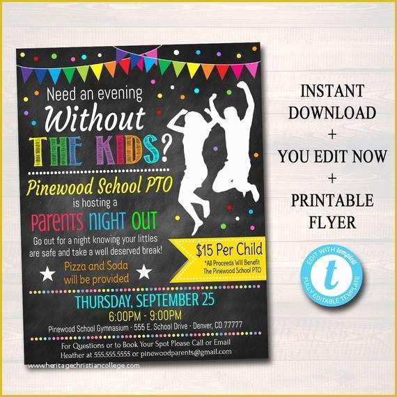 Parents Night Out Flyer Template Free Of Editable Parents Night Out Flyer Printable Pta Pto School