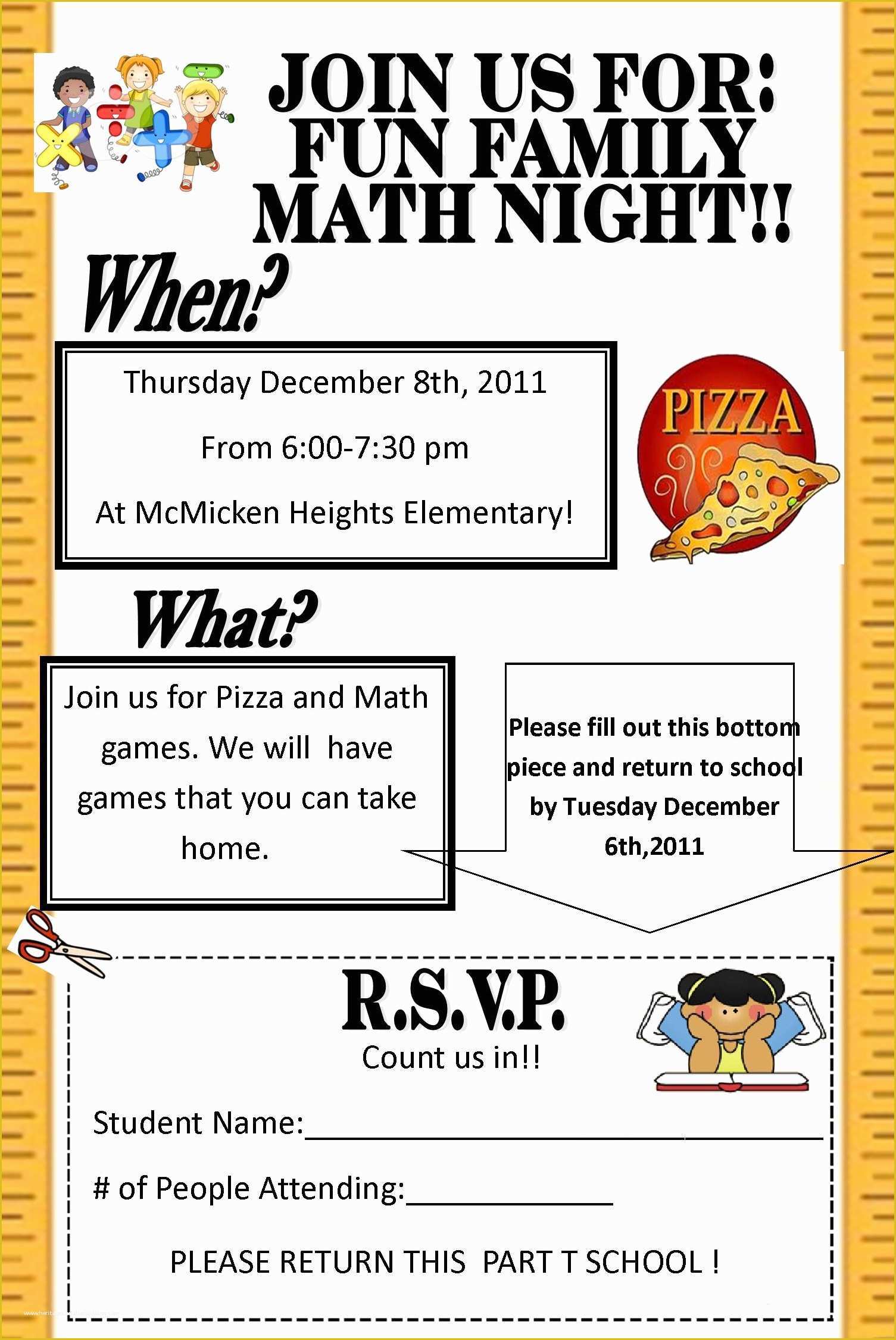 Parents Night Out Flyer Template Free Of Math Night Flyer December 8th