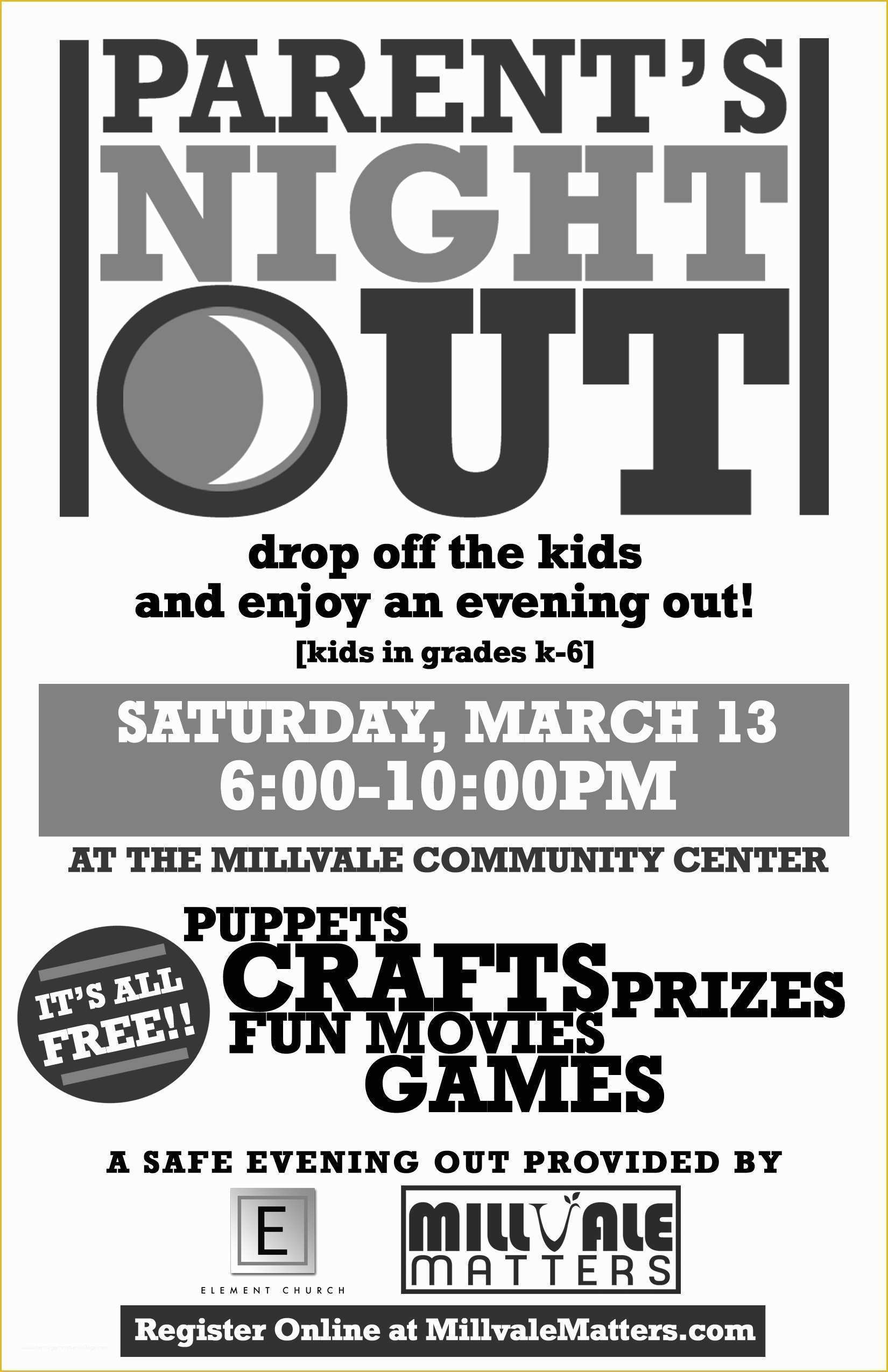 Parents Night Out Flyer Template Free Of Millvale Matters Caring for the People Of Millvale