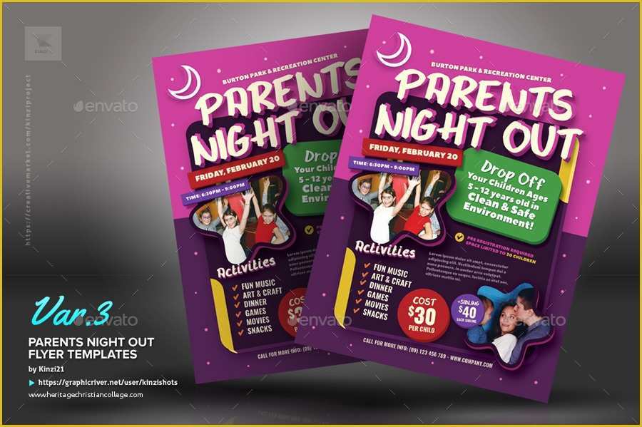 Parents Night Out Flyer Template Free Of Parents Night Out Flyer Templates by Kinzishots