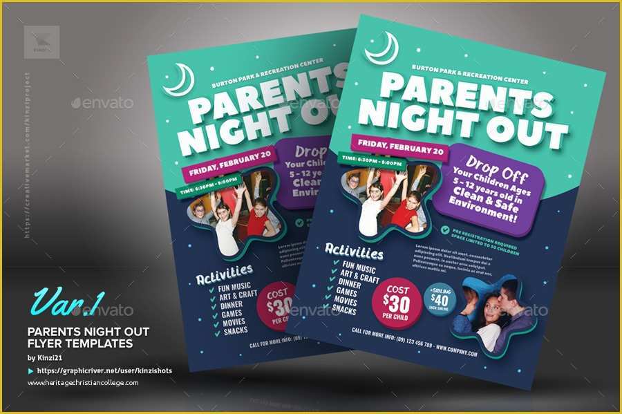 Parents Night Out Flyer Template Free Of Parents Night Out Flyer Templates by Kinzishots