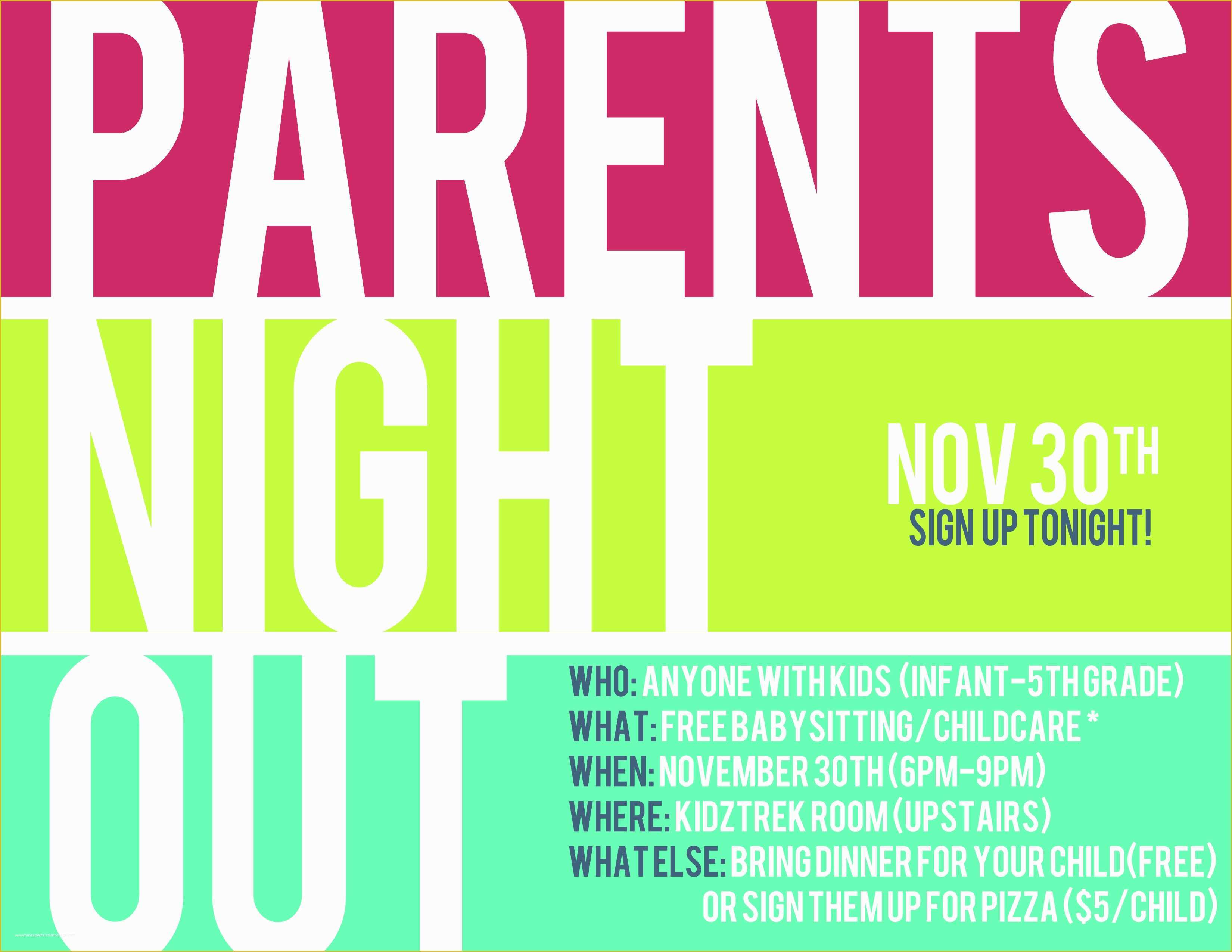 Parents Night Out Flyer Template Free Of Parents Night Out Google Search Pass Ideas