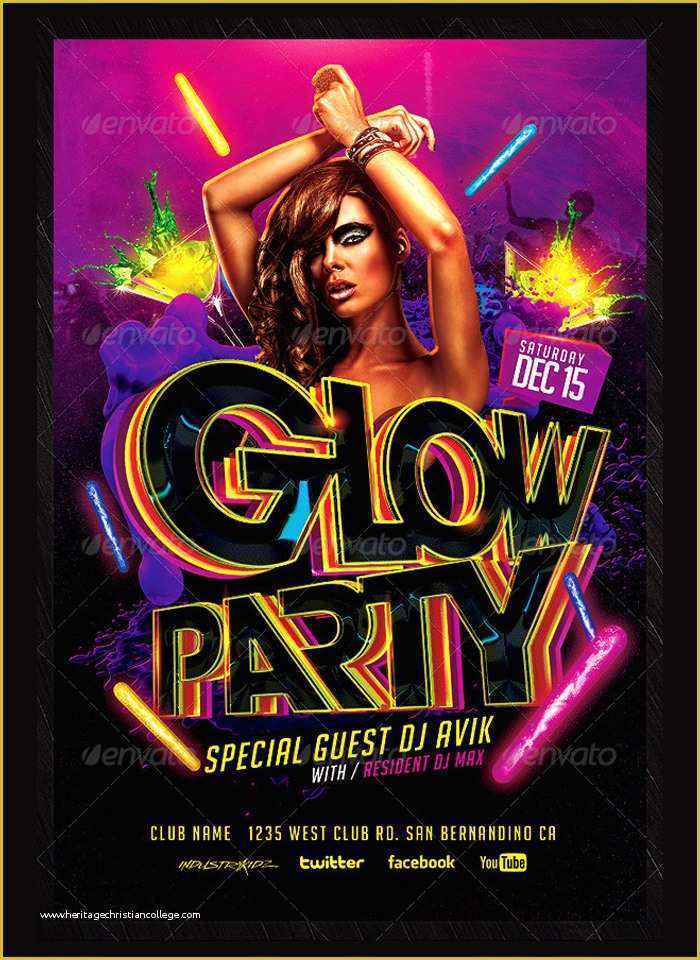 Party Flyer Template Free Of 25 Best Glow Party Flyer Psd Templates Free & Premium