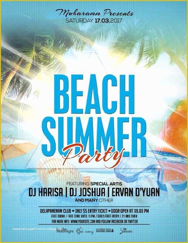 Party Poster Template Free Download Of Summer Beach Party Flyer Poster Psd Template Free