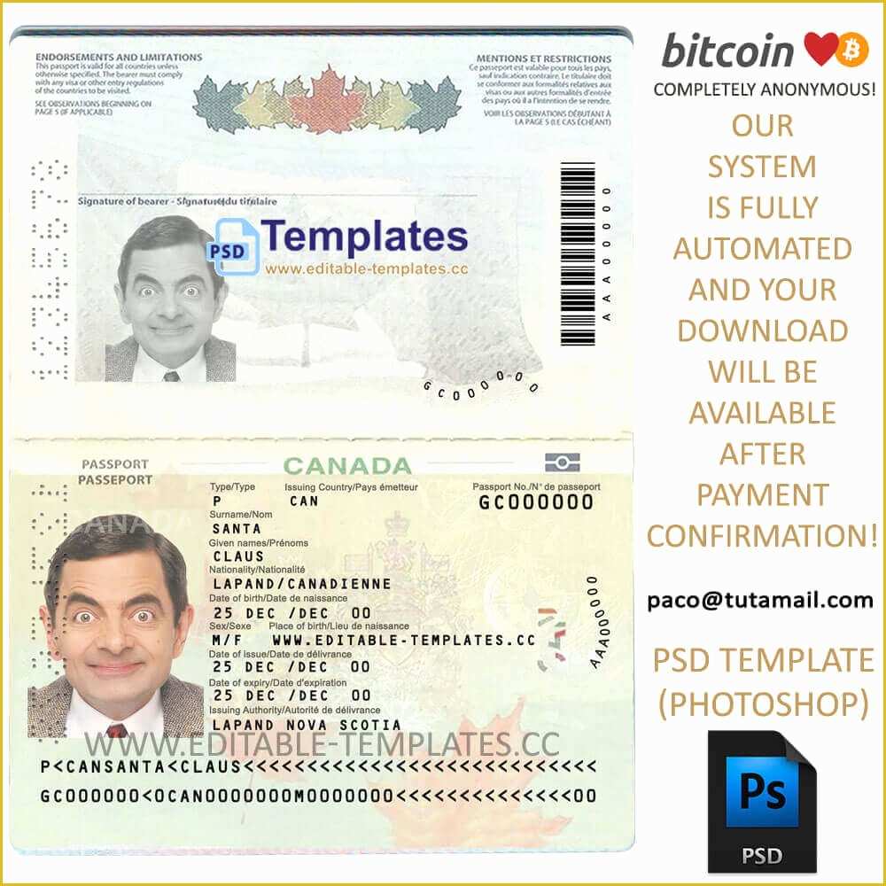 Passport Photo Template Psd Free Download Of Fully Editable Canada Passport Psd Template