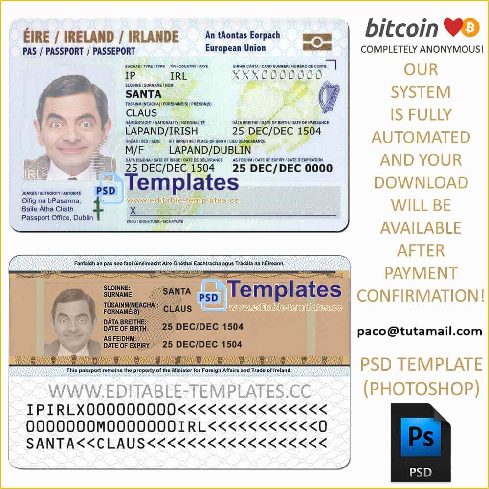 Passport Photo Template Psd Free Download Of Fully Editable Ireland Id Passport Psd Template