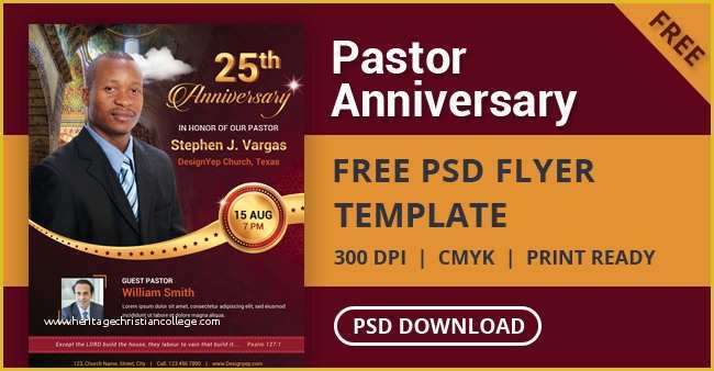 Pastor Anniversary Flyer Free Template Of Free Pastor Anniversary Flyer Psd Template Designyep